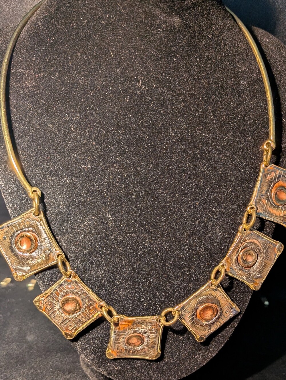 Gold-Tone Geometric Square Link Necklace - Gold Tone
